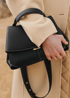 PLNE - Mokki - Textured Black with Ecru Stitching