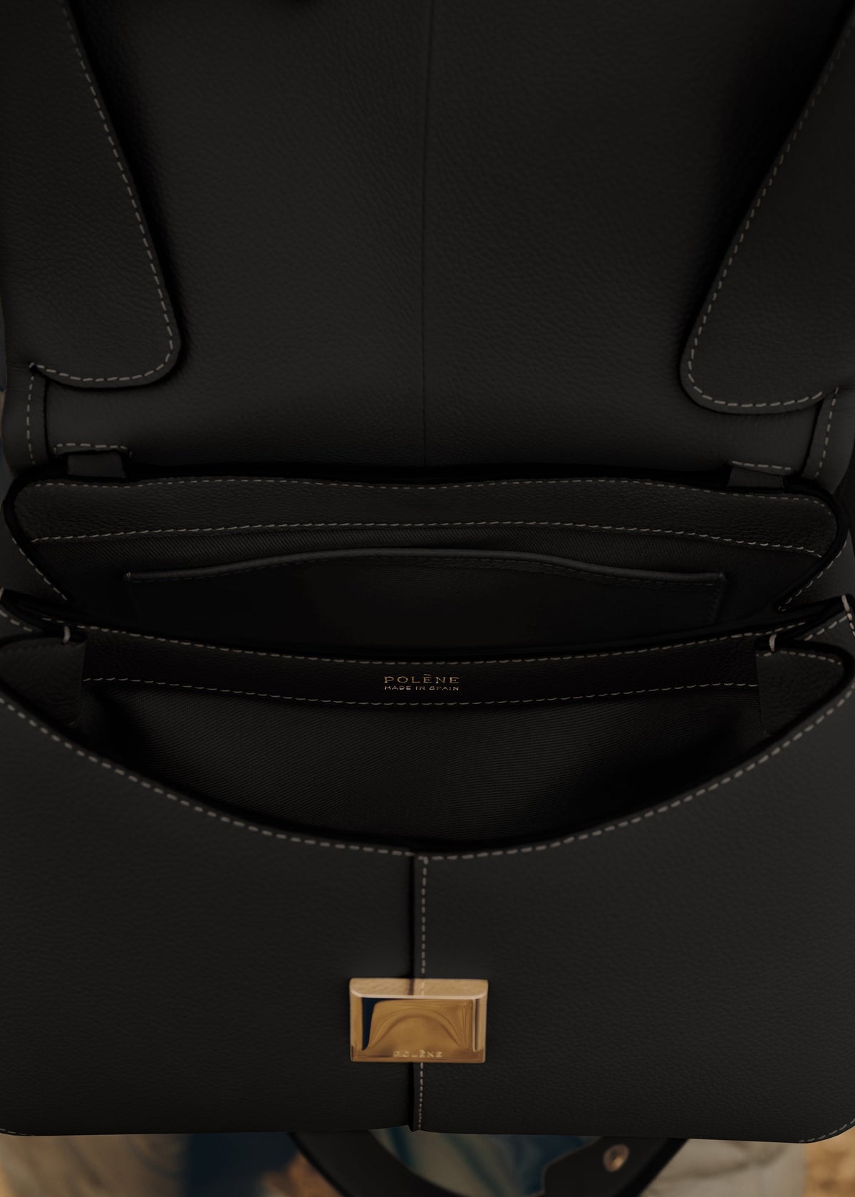 PLNE - Mokki - Textured Black with Ecru Stitching